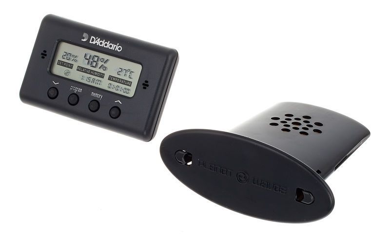 D'Addario Accessories Acoustic Guitar Humidifier with Digital Humidity &  Temperature sensor, Black