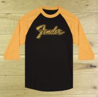 Fender Doodle 3/4 Sleeve Raglan Shirt Black & Yellow Medium