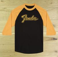 Fender Doodle 3/4 Sleeve Raglan Shirt Black & Yellow Large